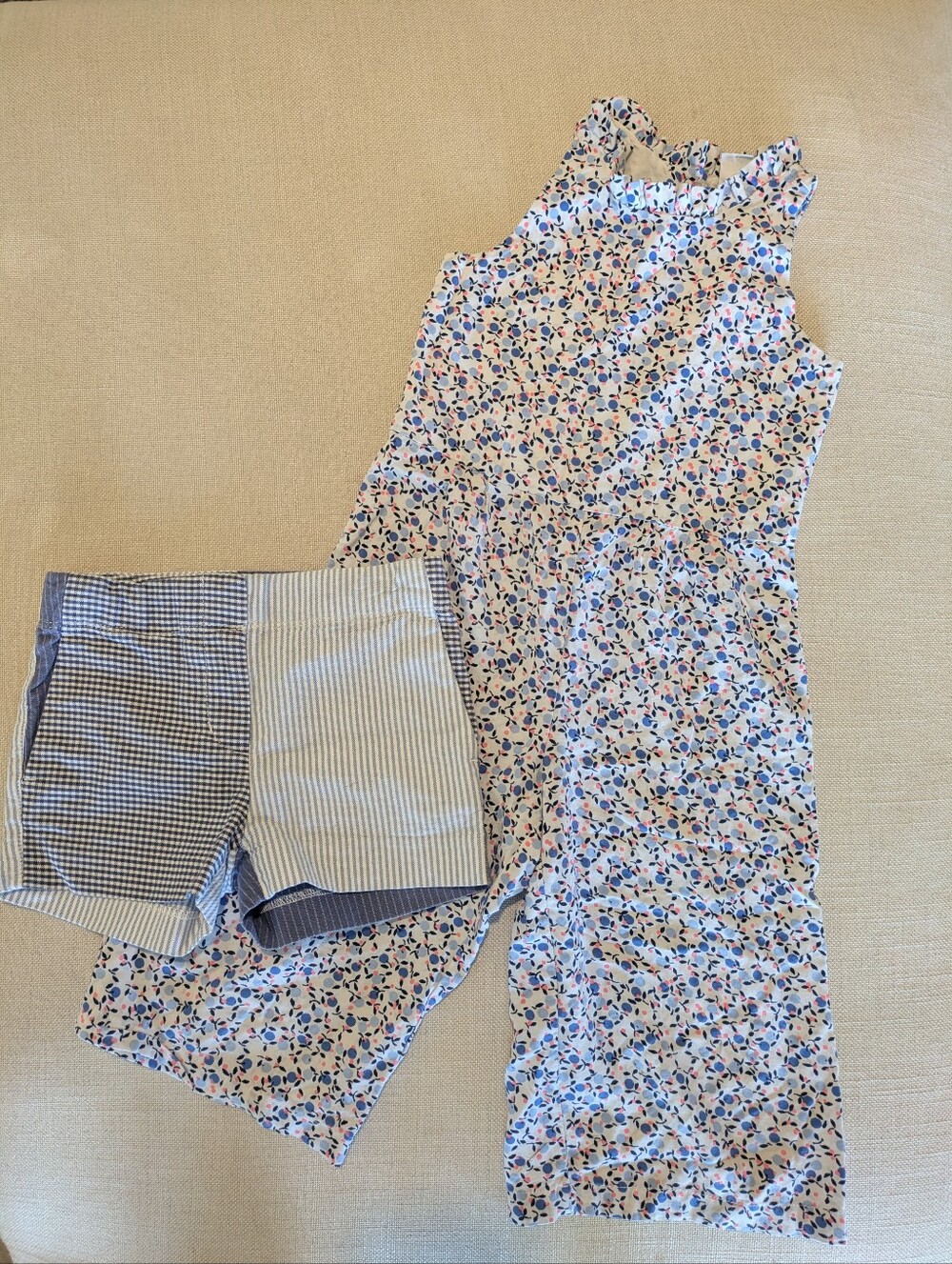 Janie & Jack Floral Jumpsuit + Crewcuts Frankie Mixed Pattern Shorts - Size 3T